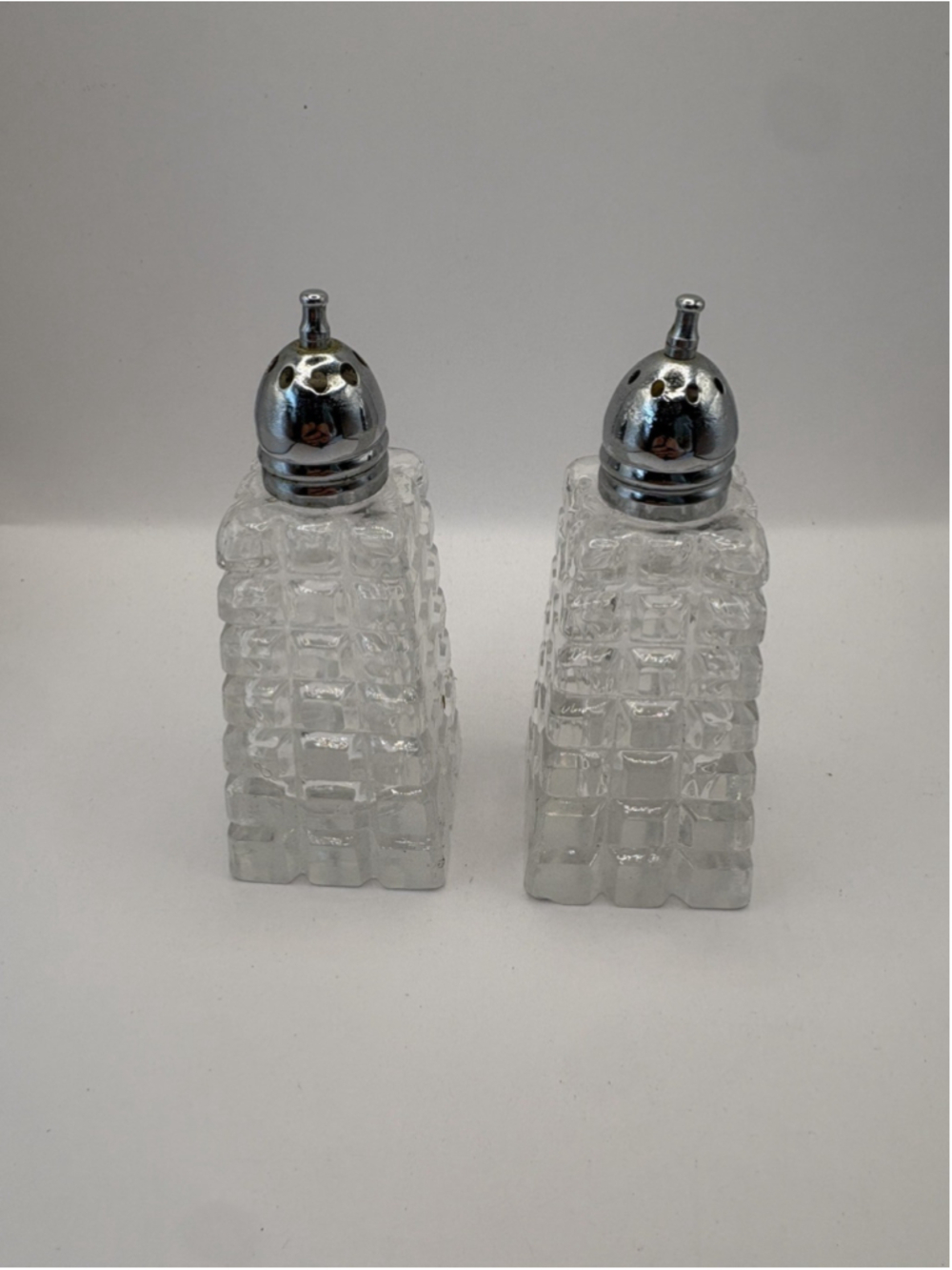 Vintage Pressed Glass Salt 'n Pepper Shakers Excellent Condition